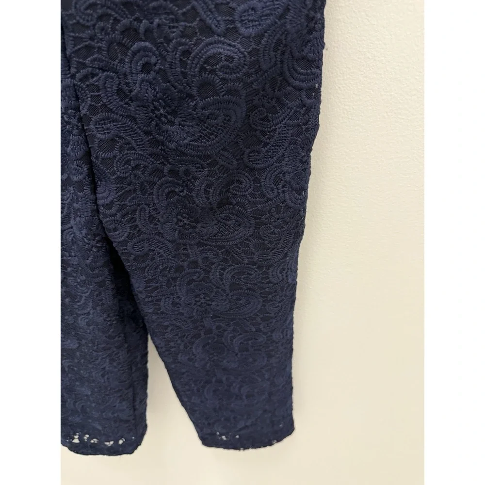 Janie and Jack Girls Navy Blue Lace Cropped Jumpsuit Romper Size 7